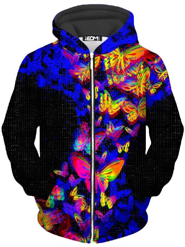 trendy hooded sweatshirtButterfly Glitch Unisex Zip-Up Hoodie