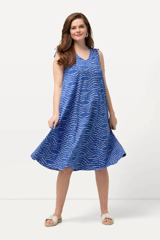 party dressUlla Popken Wave Print Blue Dress