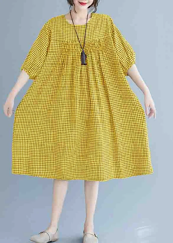 velvet dressFrench o neck lantern sleeve clothes For Women pattern yellow Dresses summer