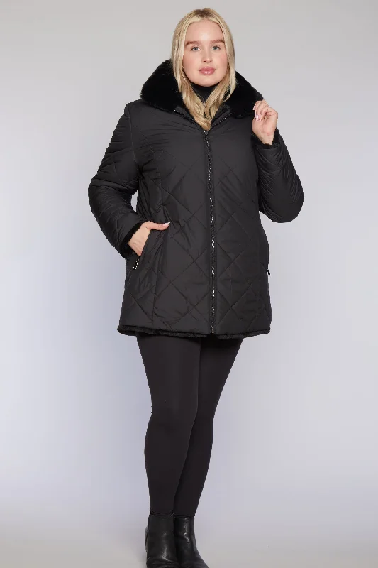 retro coat#C1181 Fabulous All-Weather Coat Reverses to Faux Fur