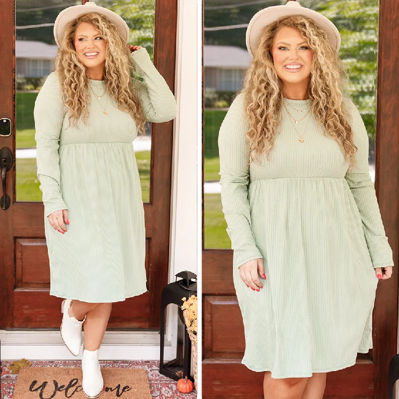 long sleeve dressCandied Woman Dress, Light Sage