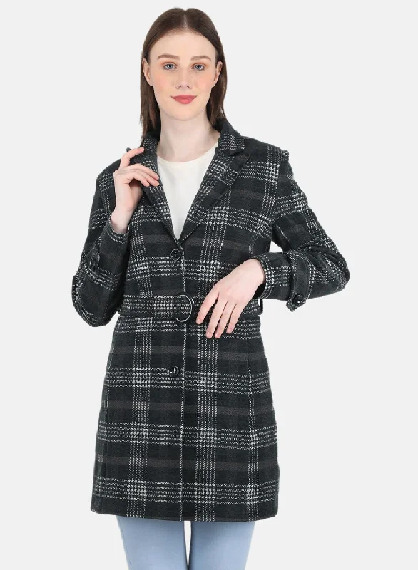 minimalist jacketWomen Green Check Coat