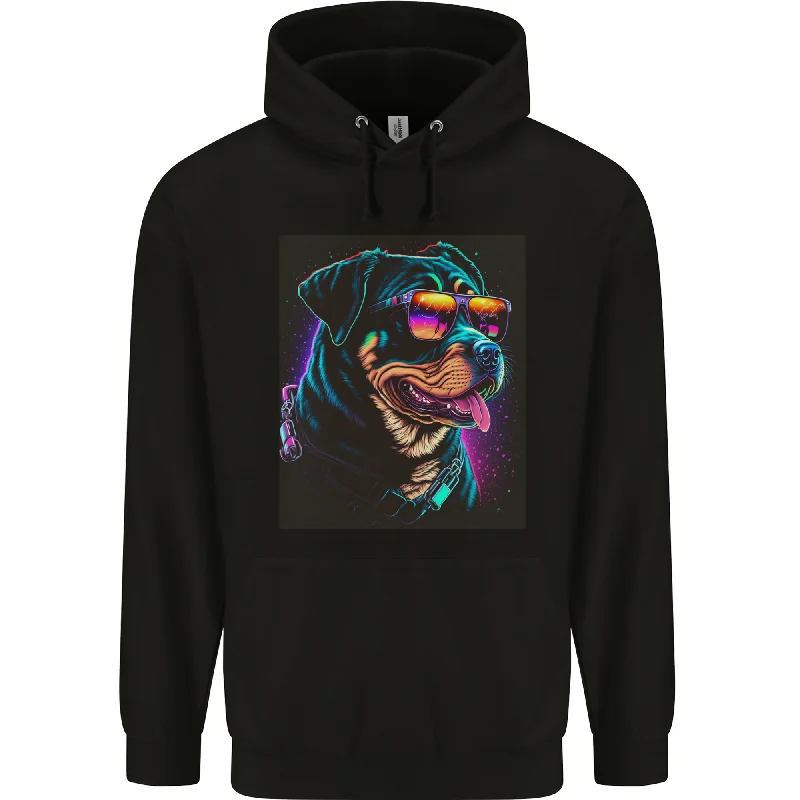 athletic hoodieA Cool Rottweiler With Glasses Dog Mens 80% Cotton Hoodie