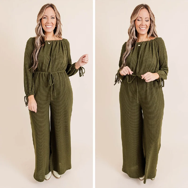 casual shift dressRunning On Fumes Jumpsuit, Olive