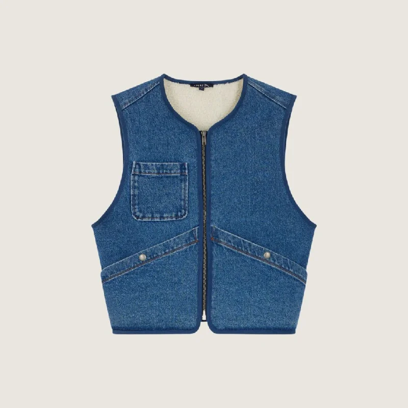 fashionable outerwearSimon Waistcoat (Washed Blue Denim)