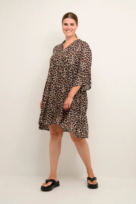 vintage dressKaffe Curve Ami Dress in Leopard Print