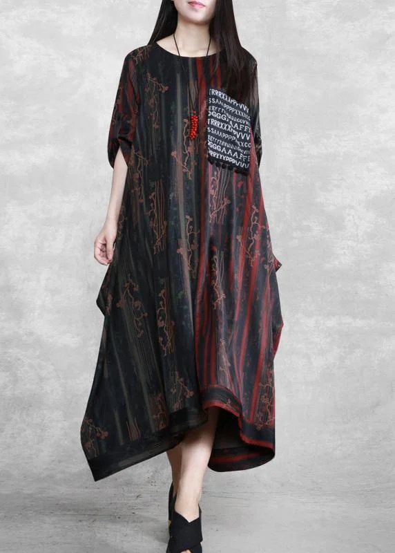 v-neck dress2024 Asymmetric Dresses Print Robes Spring Dresses Gown