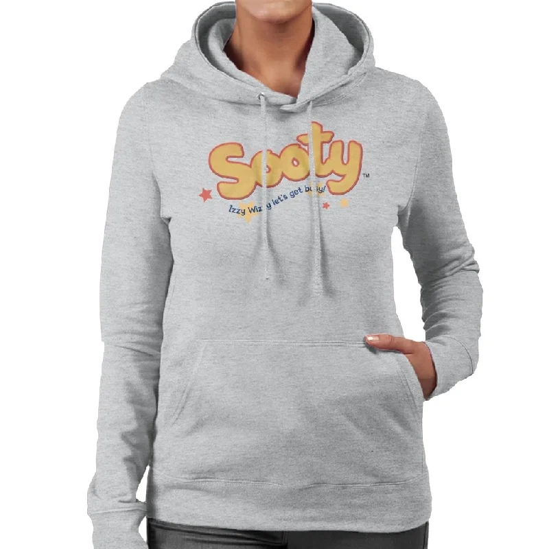 chic hoodieSooty Text Logo Izzy Wizzy Women's Hooded Sweatshirt