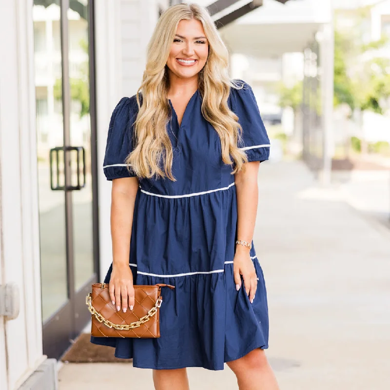 wrap dressSure and Steady Dress, Navy