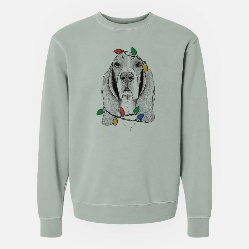 Christmas Lights Buckley the Basset Hound - Unisex Pigment Dyed Crew Sweatshirt