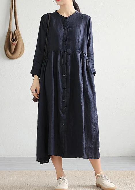 pleated dressModern Cinched pockets linen outfit Outfits navy Dress spring