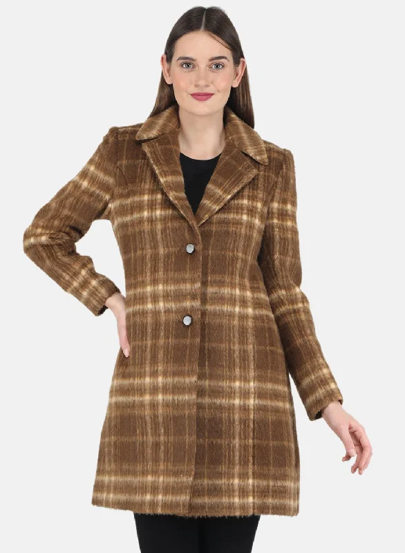 stylish lightweight coatWomen Brown Check Coat