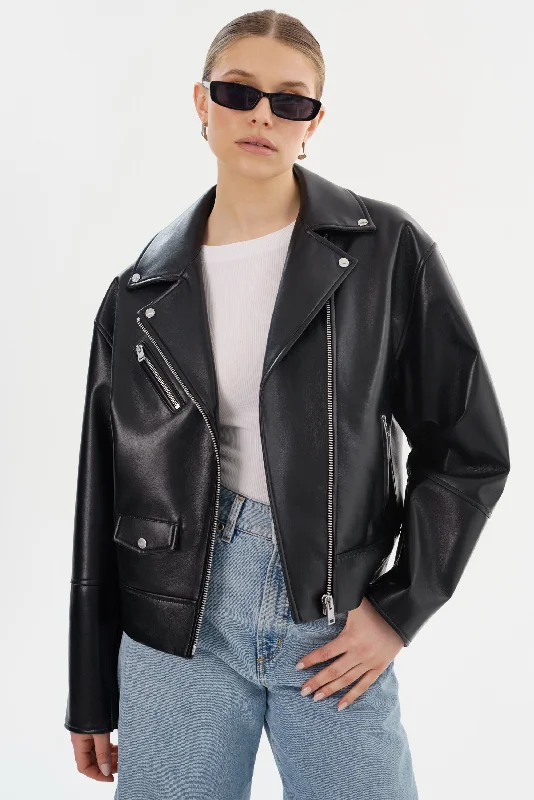 elegant coatANDRADE | Recycled Leather Biker Jacket