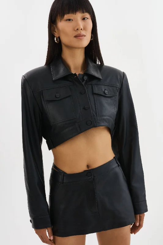 casual sports coatXANDY | Cropped Leather Jacket