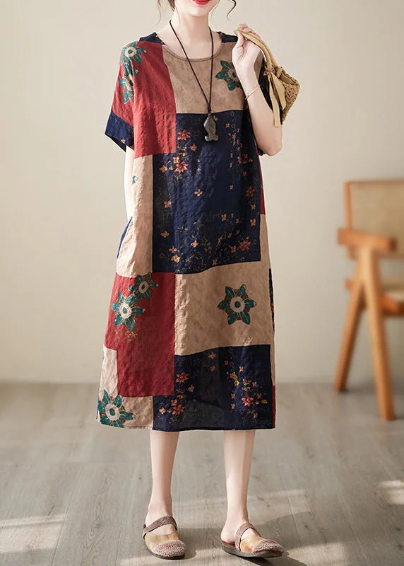 long sleeve dressElegant Colorblock Print Maxi Dresses Short Sleeve