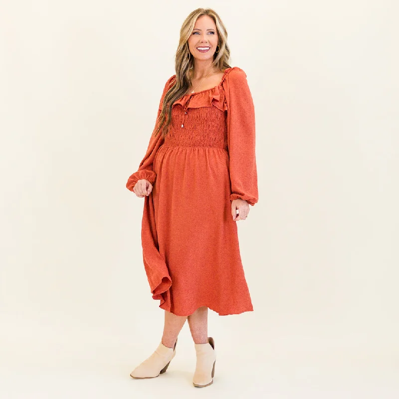 evening dressField Of Dreams Midi Dress, Terracotta