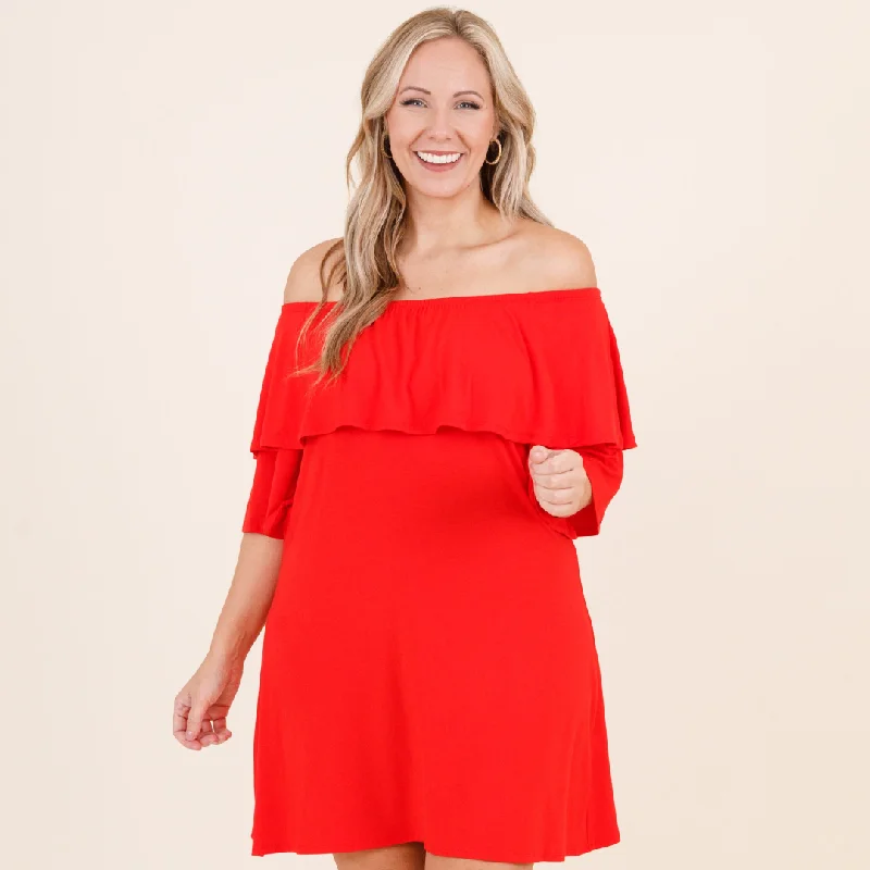 satin midi dressDance With Me Dress, Red