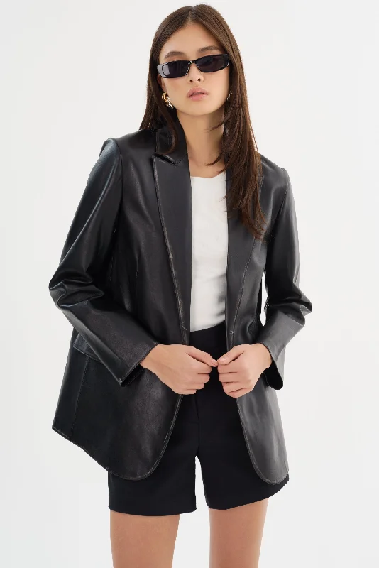 slim fit coatKARRIN | Distressed Leather Blazer