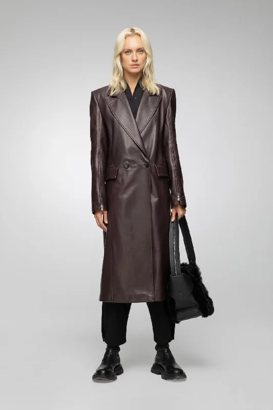 insulated jacketLorrie - Bordeaux Leather Coat