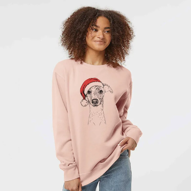 Santa Twiggy the Whippet - Unisex Pigment Dyed Crew Sweatshirt