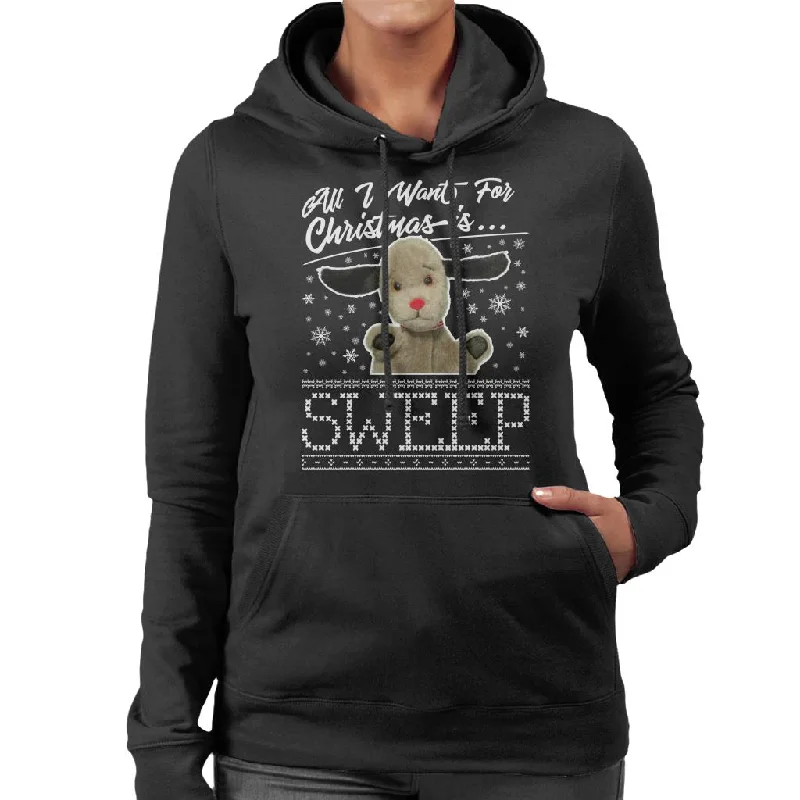 fleece-lined hoodieSooty Christmas All I Want For Christmas Is Sweep Women's Hooded Sweatshirt