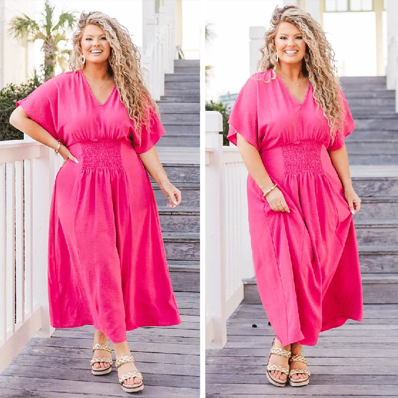 floral midi dressFlowing Through The Wind Maxi Dress, Fuchsia