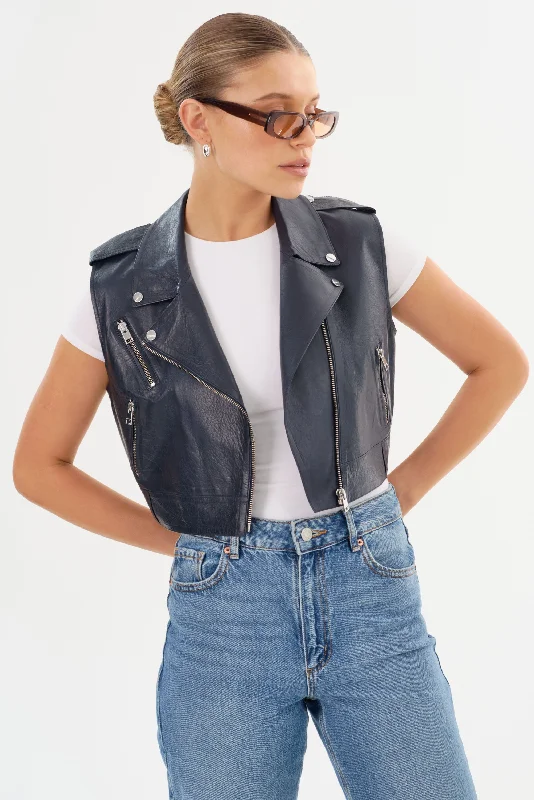 casual utility jacketAMALIA | Leather Biker Vest