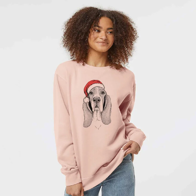 Santa Buckley the Basset Hound - Unisex Pigment Dyed Crew Sweatshirt