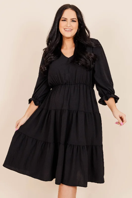 sleek midi dressComing To My Senses Dress, Black