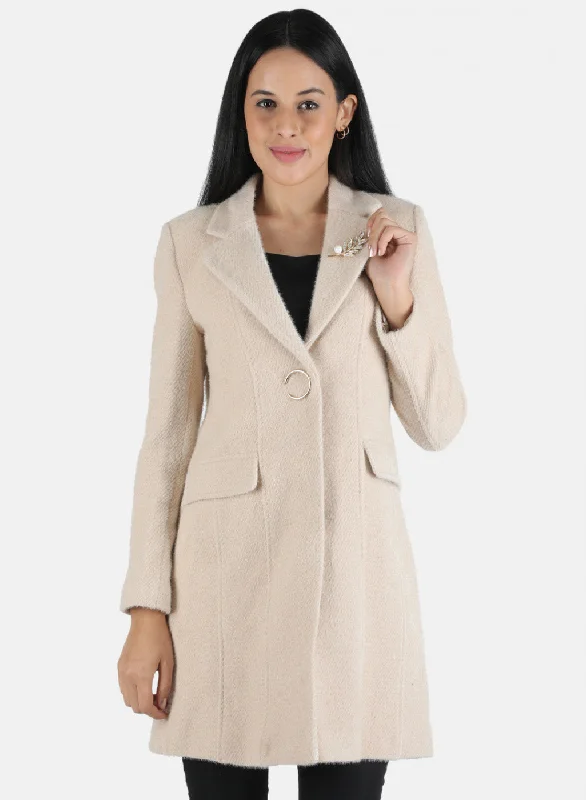 everyday winter coatWomen Beige Solid Coat