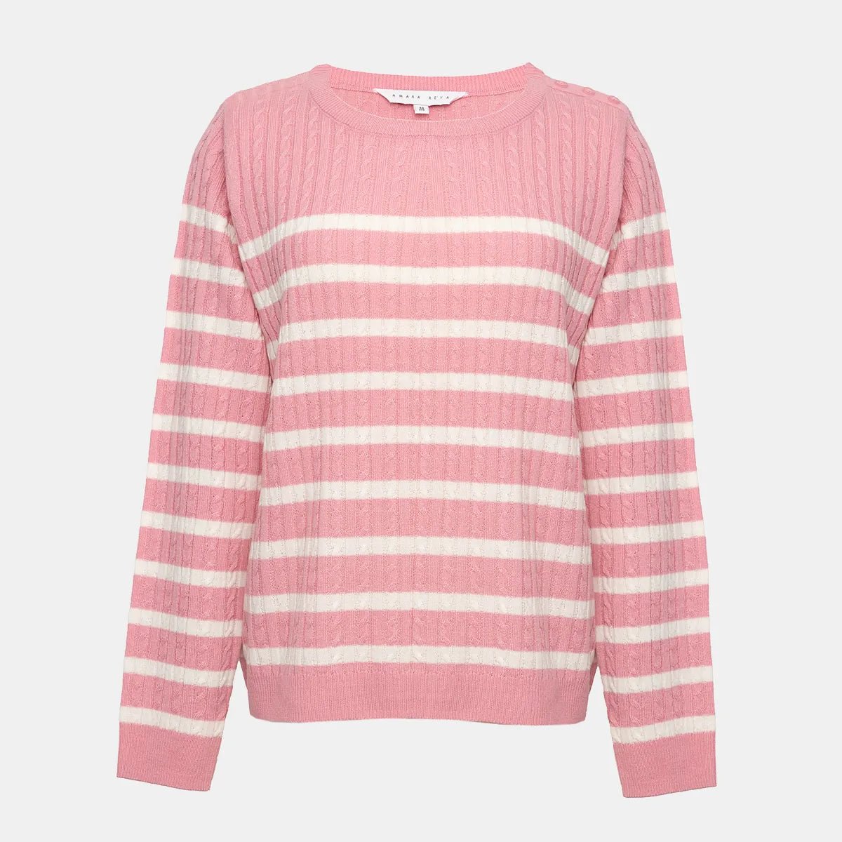 Ladies Striped Cable Knitted Jumper