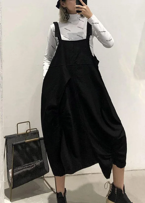 romantic dressNatural black cotton quilting clothes Spaghetti Strap Cinched cotton robes Dress