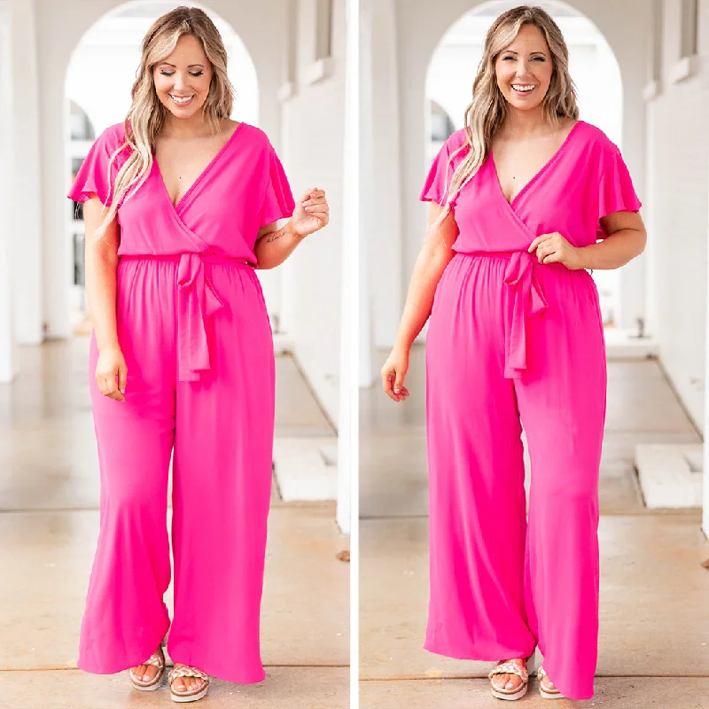 fitted bodycon dressTry Not To Stare Jumpsuit, Hot Pink