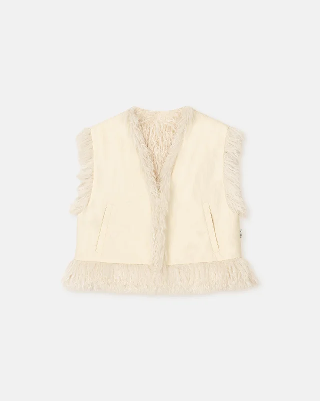 retro coatXylia - Faux Racka Fur Vest - Creme