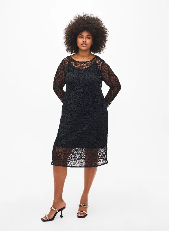 midi dressBlush By Zizzi Black Crochet Dress