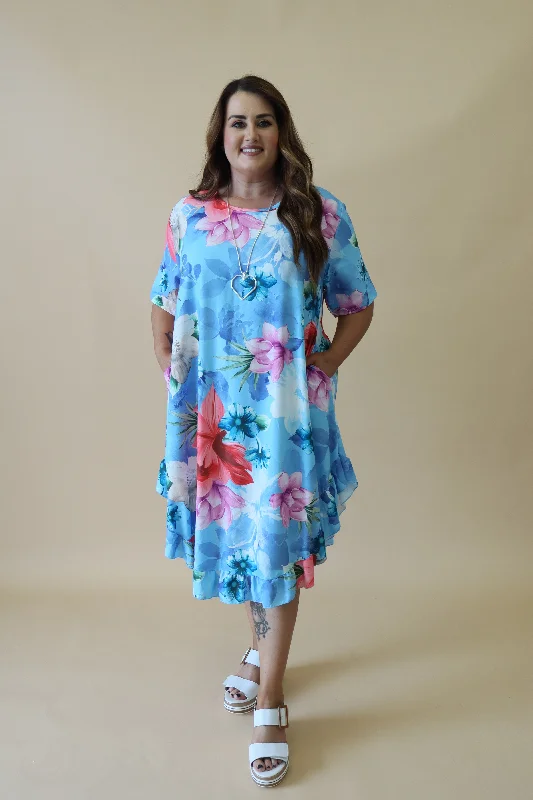 one-shoulder dressAngie Floral Dress in Blue