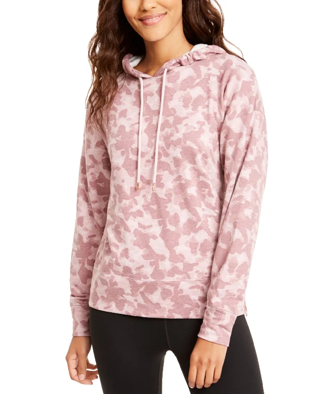 Ideology Women's Zip-Hem Pullover Athletic Hoodies, Shimmer Pink, L