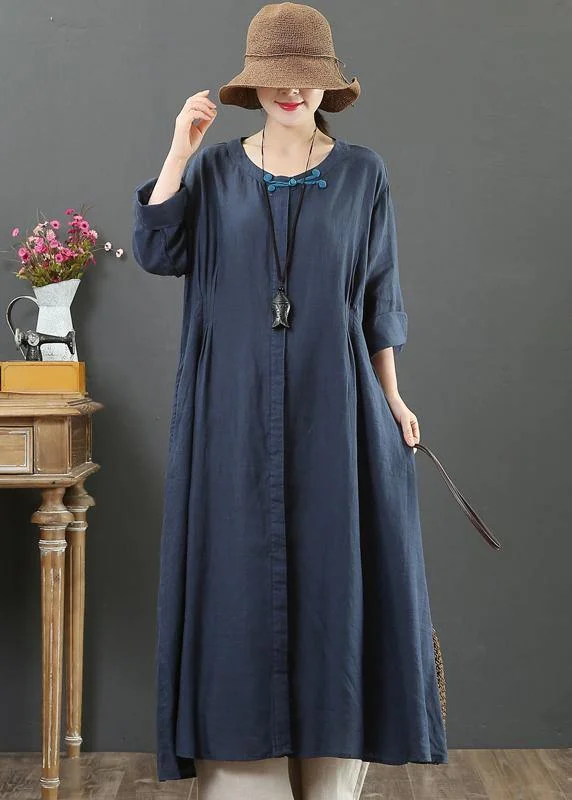 sleek midi dressOrganic O Neck Patchwork Spring Outfit Wardrobes Navy Maxi Dresses