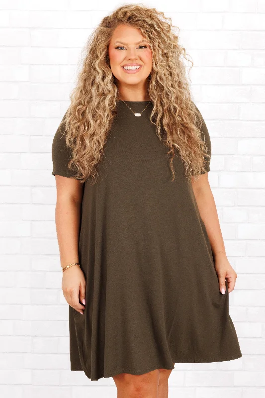 trendy mini dressGetting Inspired Dress, Dark Olive