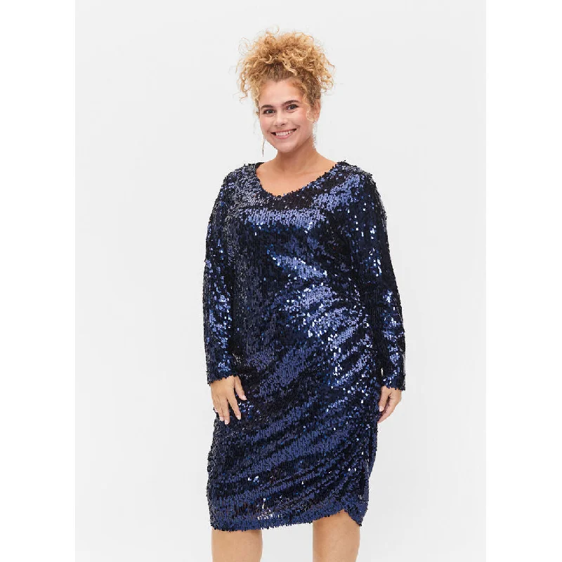 ruched dressZizzi Sequin Dress in Navy